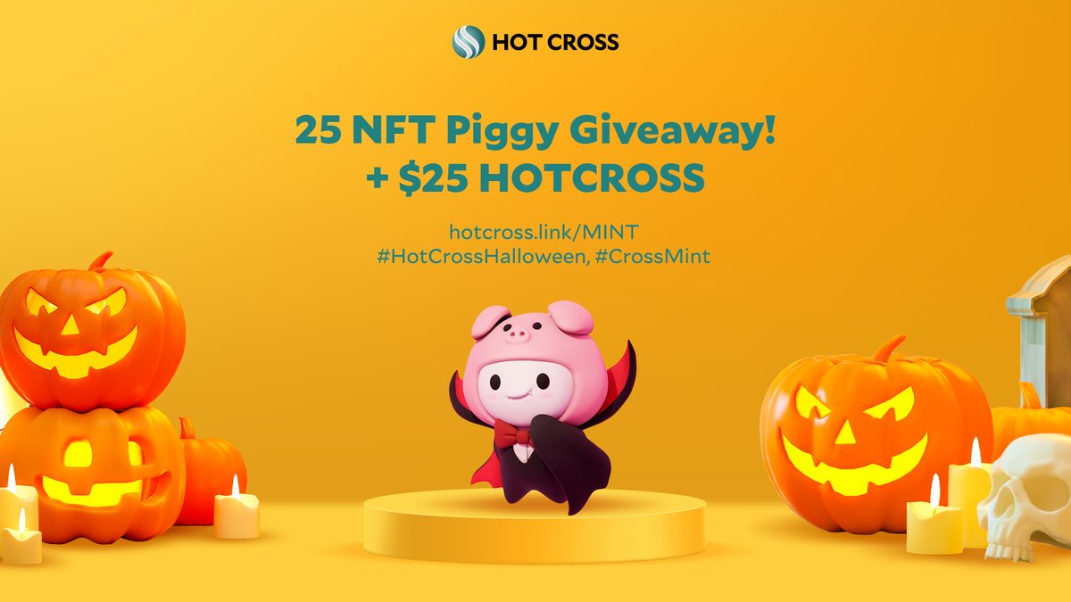 👻 Boo! Happy Halloween from Hot Cross.

🎁 Win a piece of 25 NFT's, $25 in #HOTCROSS, and referral bonuses for participating in this giveaway:

      hotcross.link/BOO2021

1. Mint an NFT on Cross Mint for #BinanceSmartChain
2. Complete the Gleam
3. Done

🎃 Trick or Treat! 🐷