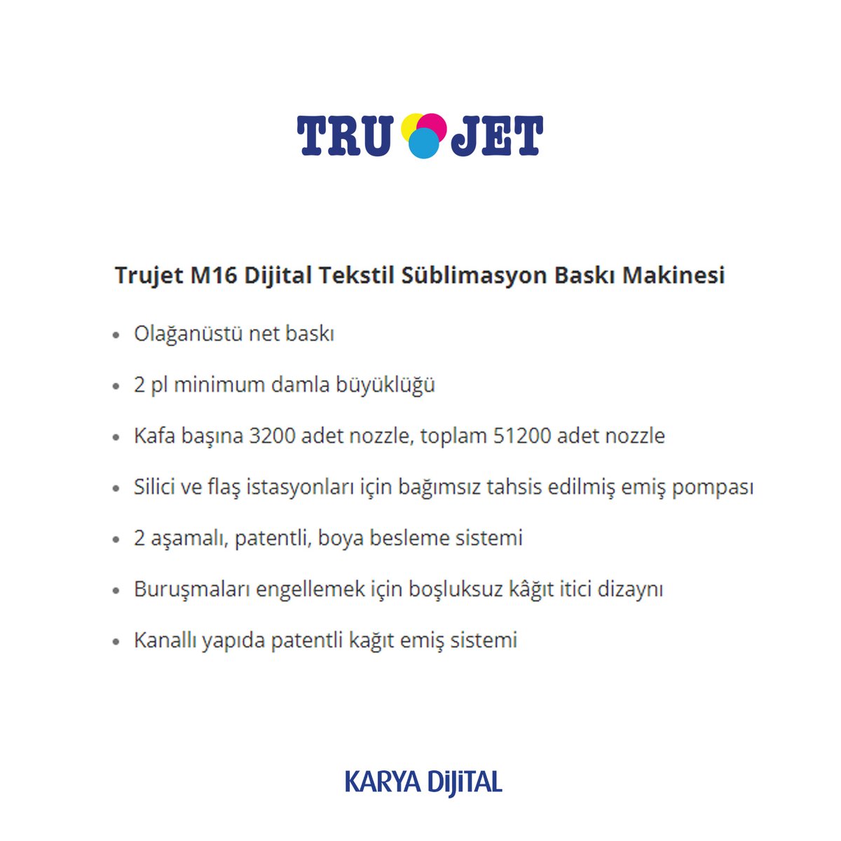 Trujet M16 Dijital Tekstil Süblimasyon Baskı Makinesi

Ürünlerimiz ile ilgili daha fazla bilgi için bizimle iletişime geçin.

.
.
.

@karyatekstil

#textileprinting #textileprint #digitalprinting