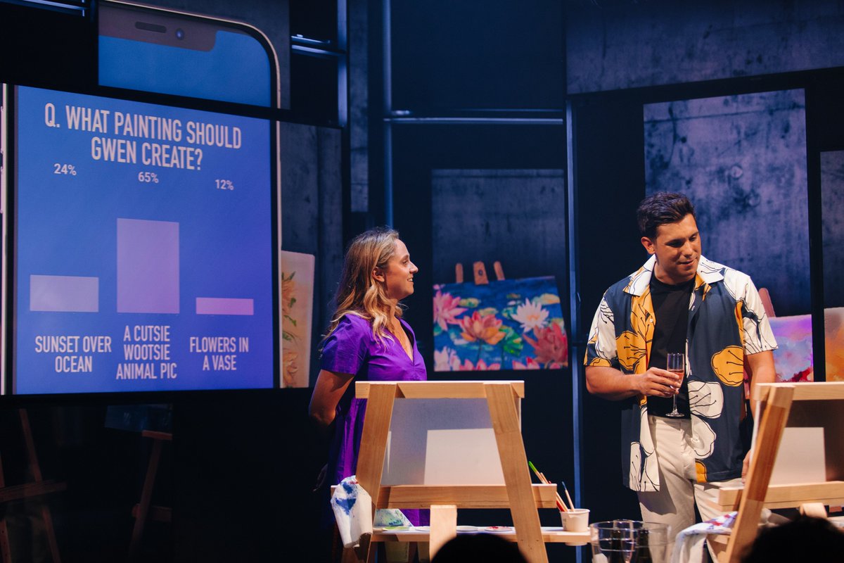 QPAC's tweet photo. We are hearing rave reviews about @shakeandstir's newest stage spectacle - FOURTHCOMING. Don't miss this hilarious choose-your-own-adventure rom-com starring Johnny Balbuziente & Cece Peters. Grab your tickets here: https://t.co/AhhWMKexe5
Pics: David Fell
#Fourthcoming #atqpac https://t.co/cgM4nbPbNF