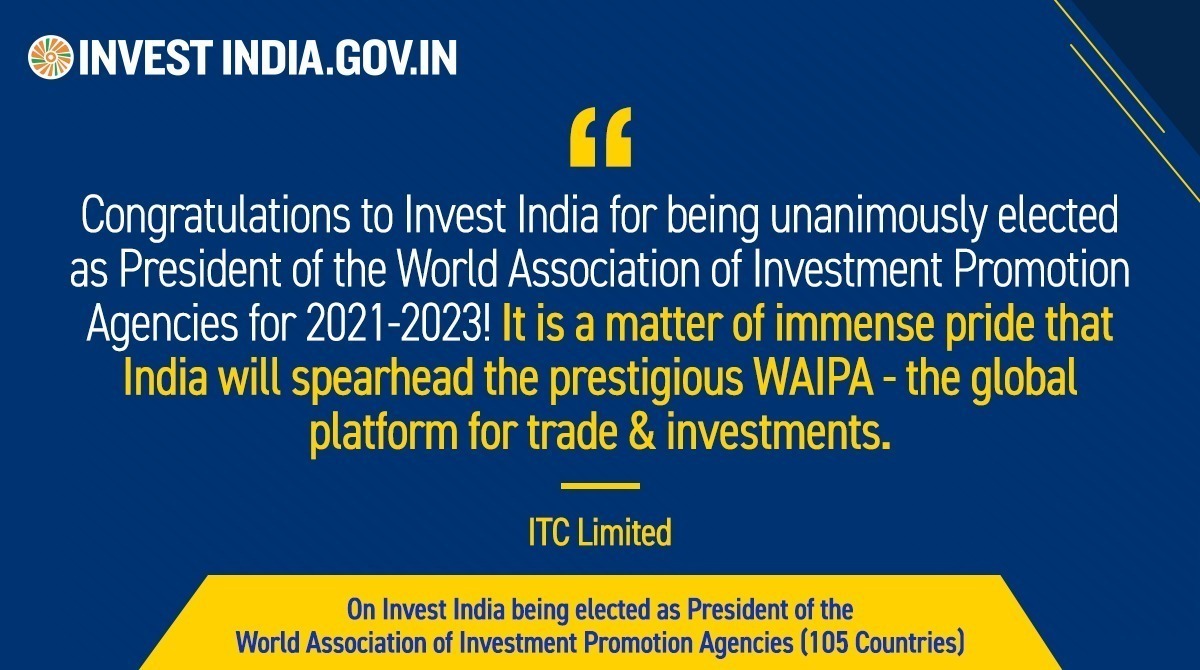 investindia's tweet photo. #WorldTrustsIndia 

Thank you @ITCCorpCom for your kind words!

#ThankYouPMModi #NewIndiaForANewDecade #InstitutionsOfExcellence #TheIPAGoldStandard #WAIPA #WIC21 @WAIPAorg @PMOIndia @DPIITGoI @CimGOI @PiyushGoyal https://t.co/yGu1V1fSwn