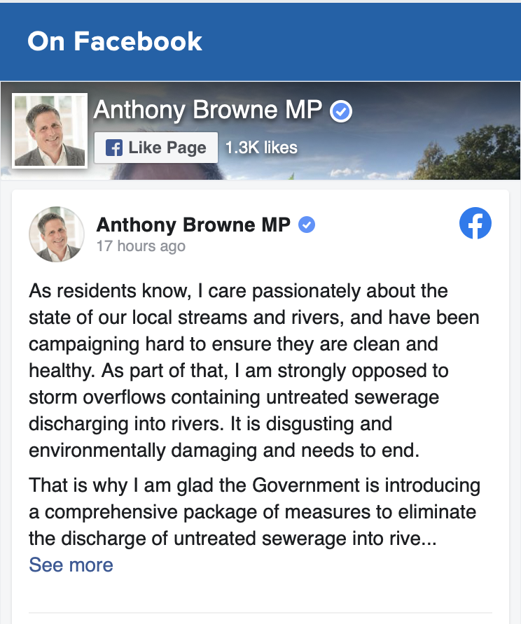 pippaheylings's tweet photo. South Cambs MP @ab4scambs voted AGAINST stopping raw sewage being pumped into our rivers. 
Hours later he cries out "I care passionately..I am strongly opposed...it is disgusting". Yes, it is. But you don't care enough where it really matters: Your Vote in Parliament #SewageParty https://t.co/tAt2QsEev0