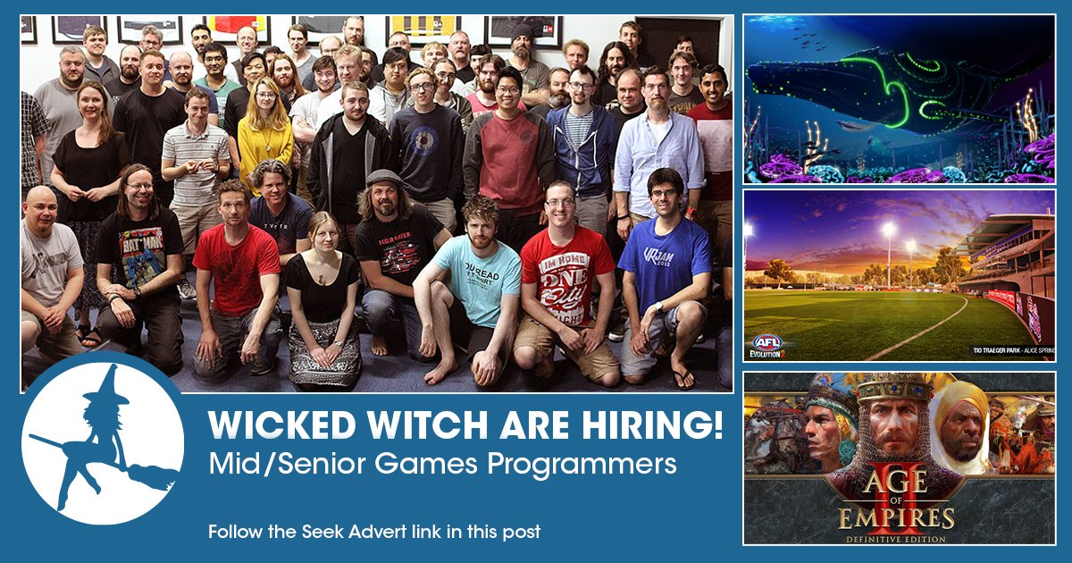 WE ARE HIRING: Mid/Senior Games Programmers.
Follow the link below for more information:
seek.com.au/job/54532052
#wickedwitch #gamedevelopment