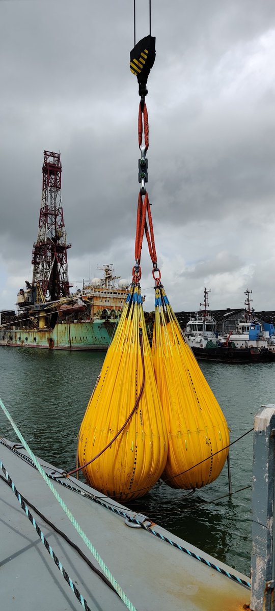 _unique_group's tweet photo. Our #WaterWeights #waterbags in the limelight on their #loadtesting job onboard a vessel located in #India!
2 X 140T Liebherr deck cranes were proof load tested at #MumbaiPort for a client based out of the #Netherlands. 
https://t.co/40Zg1yxjb5 https://t.co/9RQqxAvDkT