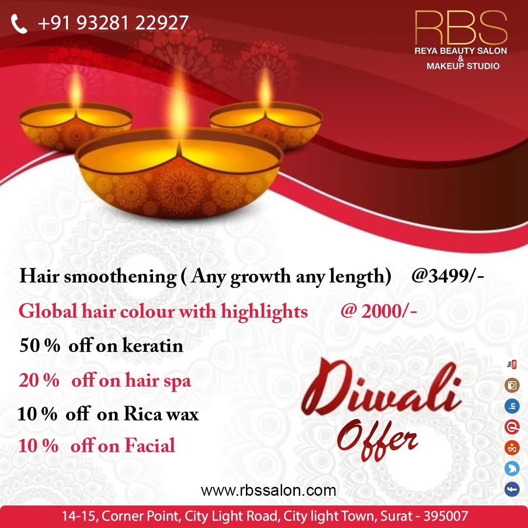 rbssalonsurat's tweet image. Festive Season is Here!!
Celebrate Diwali with our amazing Diwali offer!

For Bookings :
👉Contact : +91 93281 22927 ☎️
👉Address: UG 14-15 Corner Point, City Light Rd, Athwa, Surat, Gujarat 395007.

#rbssalonsurat #diwalioffers #ananyaitsolution