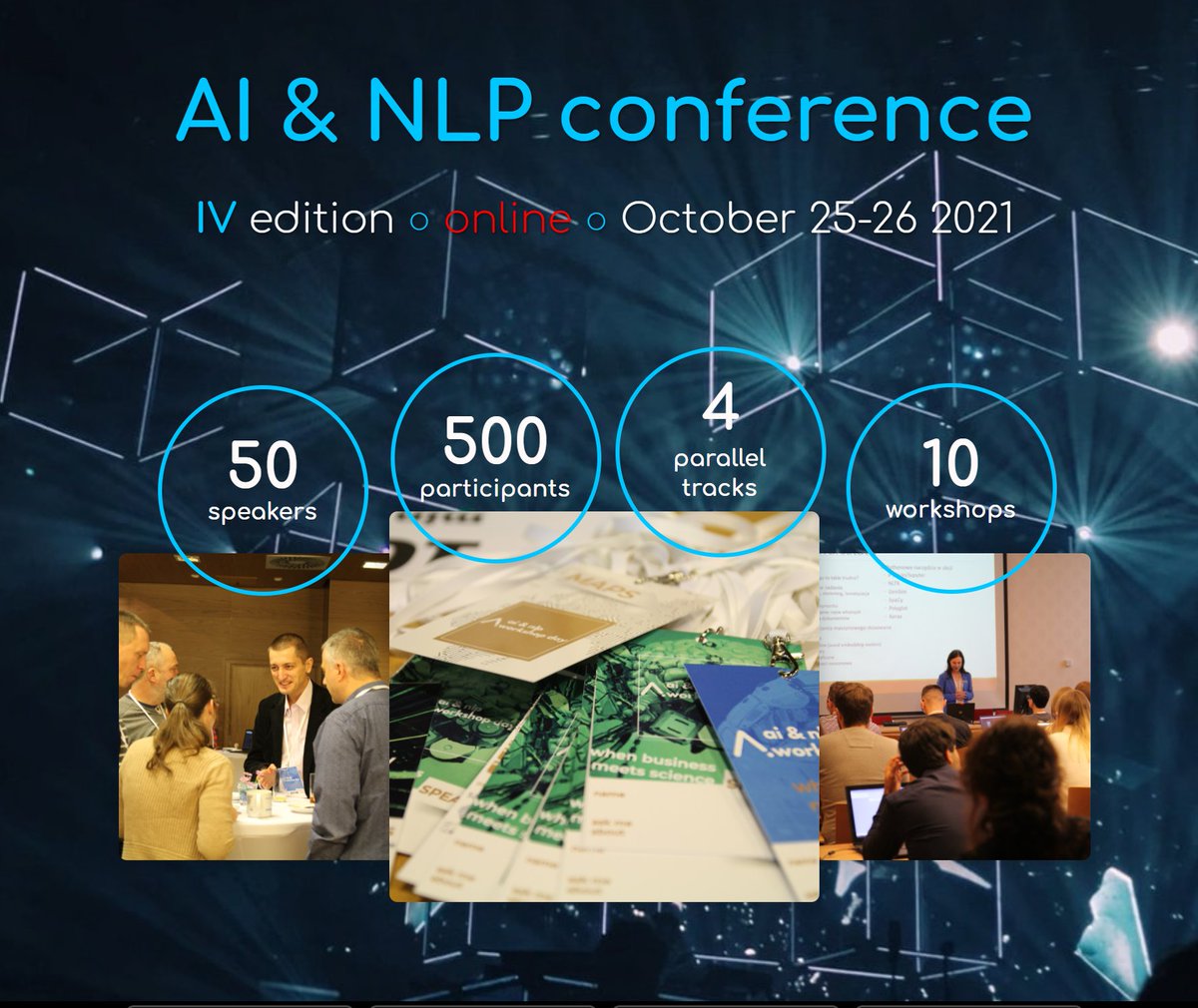 In about an hour the fourth edition of the AI &amp; NLP conference (nlpday.pl) begins! With over 500 participants I hope to meet some of you there! #ai #nlp #conference #nlpday21