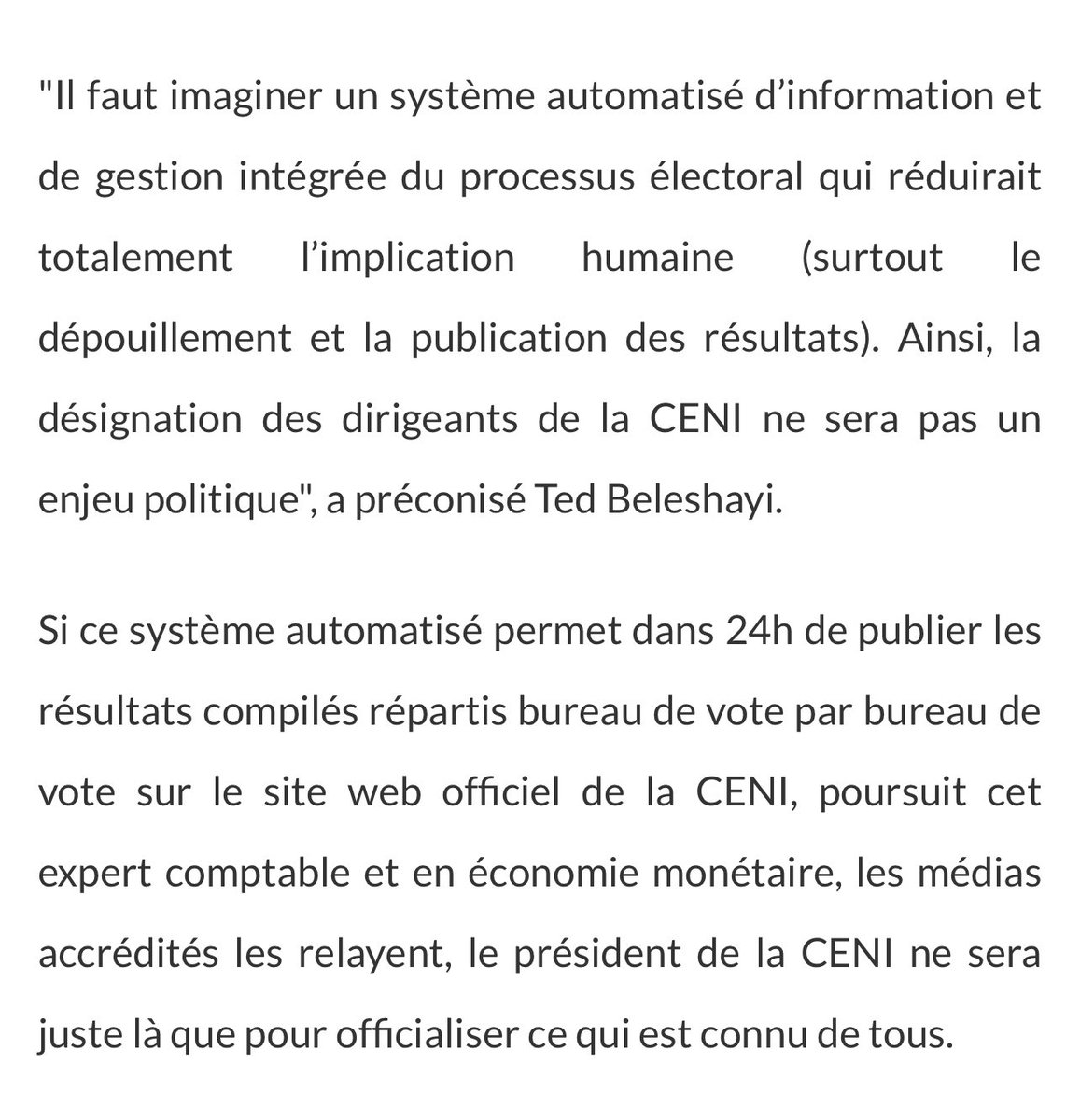 juantedbelkas's tweet photo. @CbCbanza Ci-dessous ma réflexion sur le sujet, on se concentre plus sur les dirigeants de la CENI parce que personne ne croit à une élection transparente et honnête si à la tête de la CENI ce n’est pas son choix. https://t.co/7OITOmq4qW