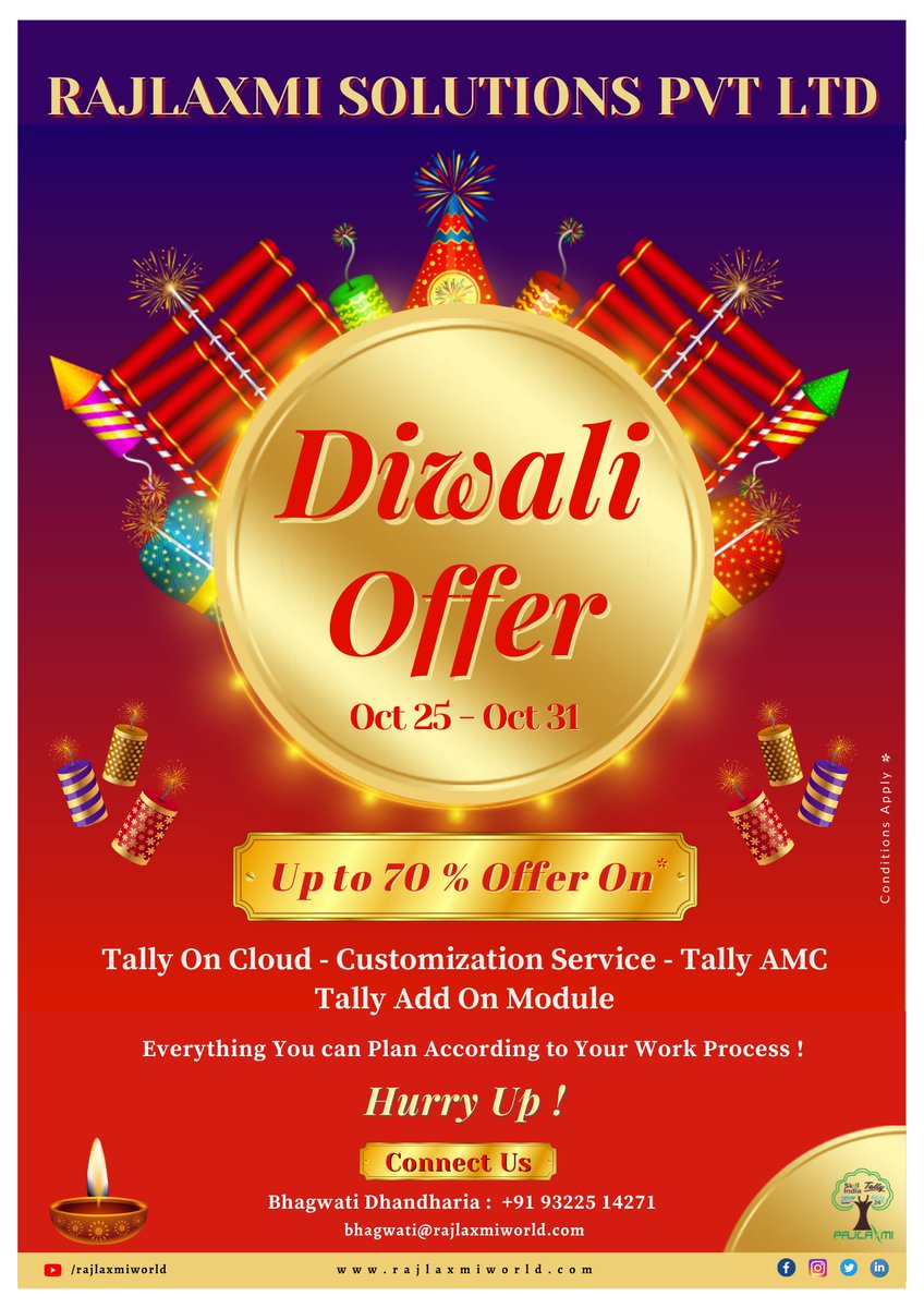 rajlaxmiworld's tweet photo. .
.
#diwalioffer #tallydiwalioffer #tallyprime #tally #tallyerp #tallypartner #tallysolutions #tallyoncloud #tallyamc #amcservice #tallyservices #tallysupport #tallyaddonmodule #tallycustomization #tallynewupdates #TallyAddon #rspl #rajlaxmisolutions #RajlaxmiSolutionsPvtLtd
.
. https://t.co/dNYbiIwC5k