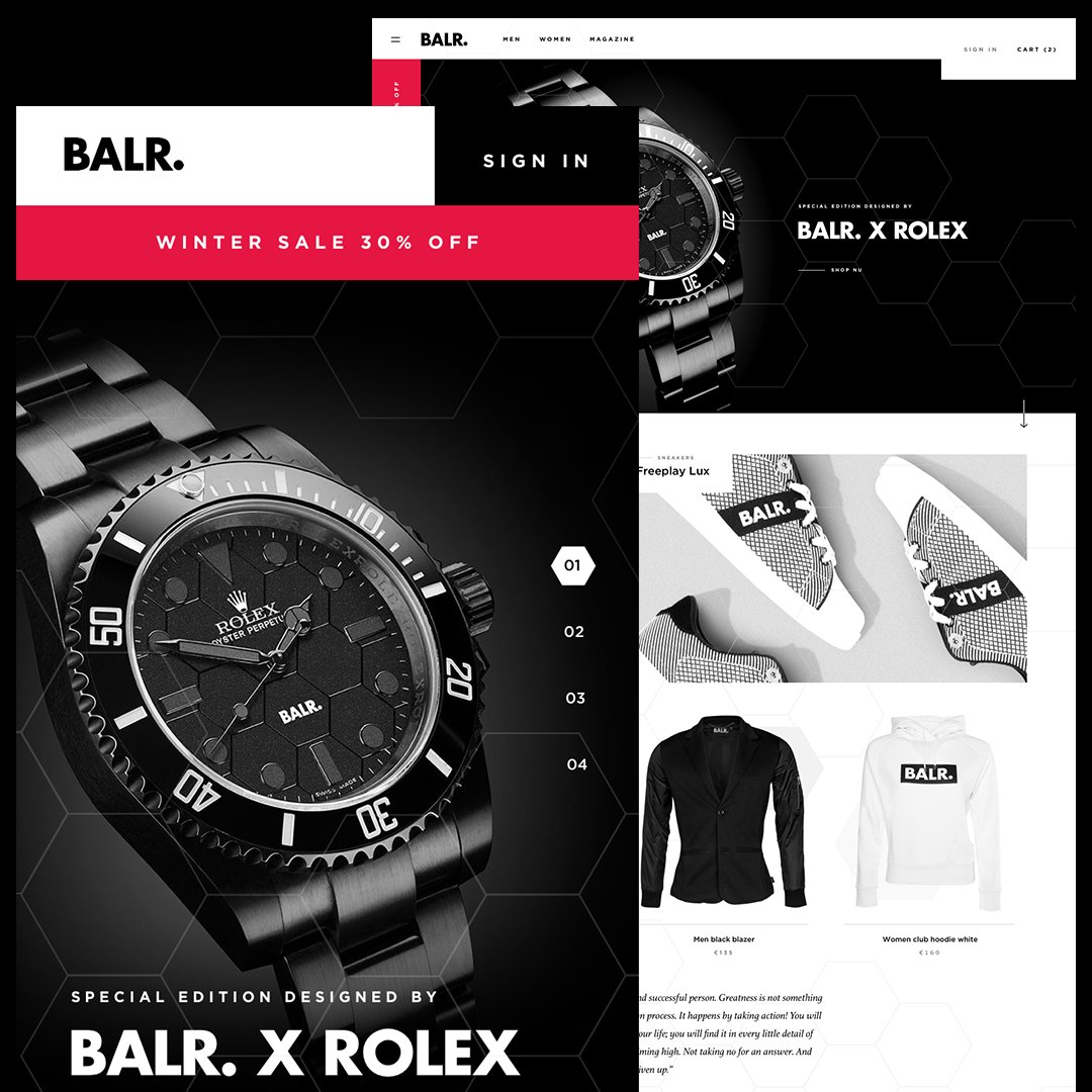 ⭐️ #pitch: BALR. | luxury lifestyle brand

🎯 Doel: branding van BALR vertalen in optimale user experience om verhoogde conversie en traffic te genereren.

💡resultaat: een landingspagina waarop de BALR. lifestyle sterk voelbaar was. Zowel in design als in user experience. ⚽️🖤🤍