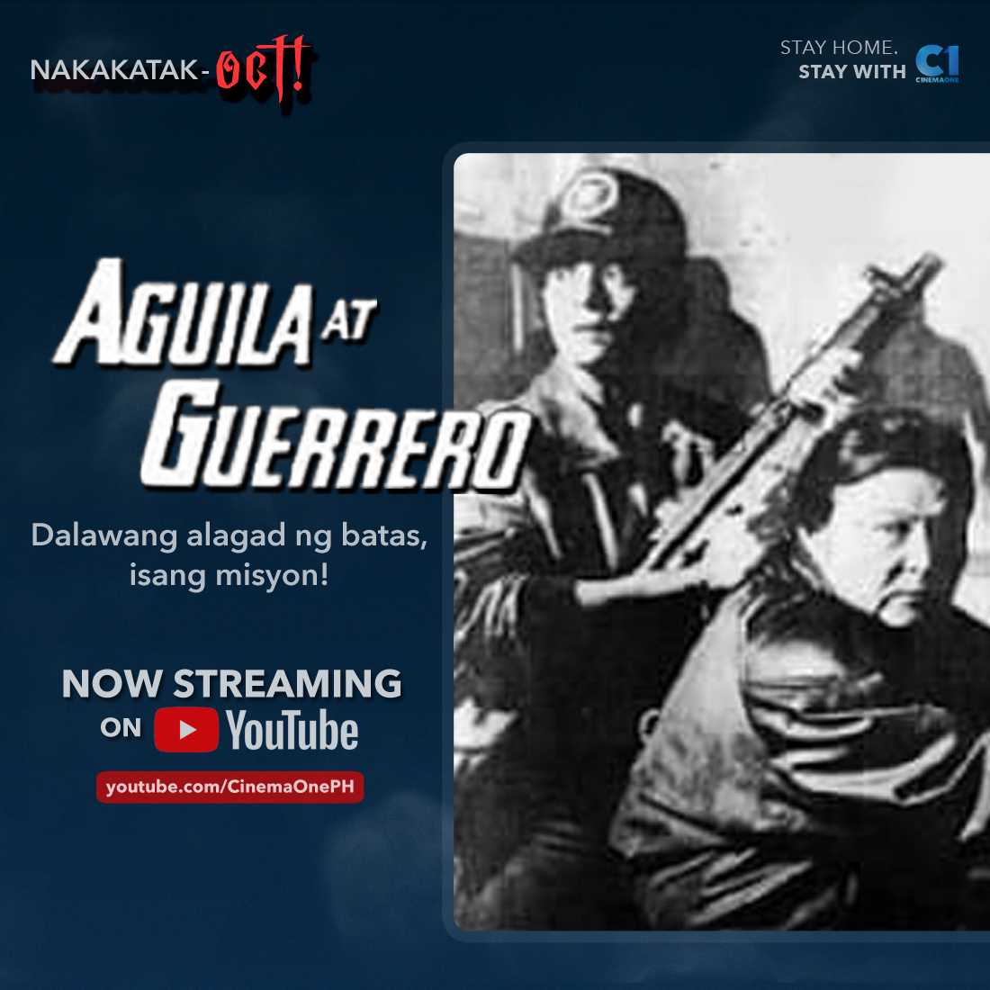 c1origs's tweet photo. A 1992 action movie starring Ronnie Ricketts, Robert Arevalo, and Zaldy Zshornack, panoorin ang #FullMovie ng "Aguila at Guerrero"! Now streaming on #CinemaOne's YouTube channel!
Watch here: https://t.co/KY7qCHf7CD
#StayWithC1 #FreeMovies
#RonnieRicketts https://t.co/s2j0Y01kR9