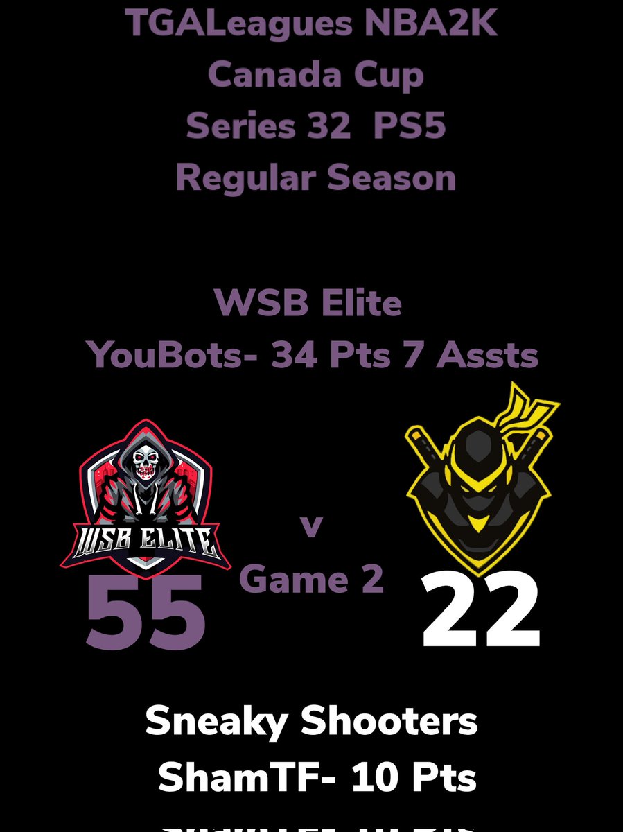 TGALeagues NBA2K Canada Cup Series 32 PS5 WSB Elite Over Sneaky Shooters GAME 2 #TGALeagues #CANADACUP #NBA2K #SERIES32 #PS5 #5V5PROAM <a href="/LeaguesTGA/">TGALeagues</a>