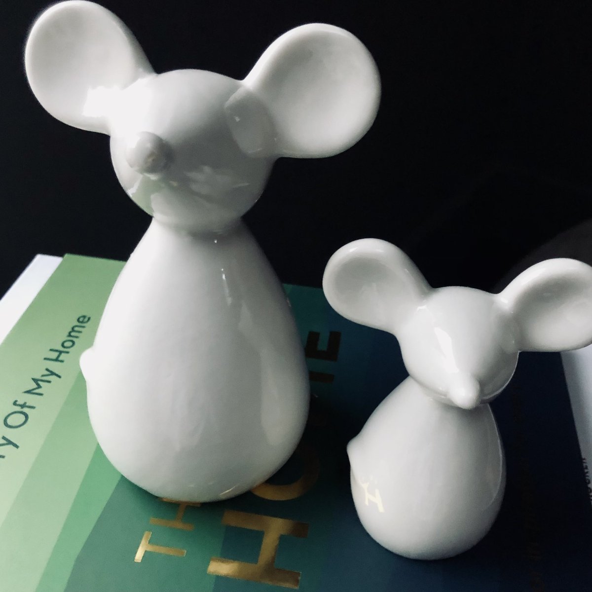 hudsonbellegift's tweet photo. Simple &amp; beautiful ceramic mice perfect for dressing a bookcase or coffee table available in store now @ThePieceHall or DM to order yours. Styled with coffee table books also available in store @ThePieceHall open 7 days on the top floor 🤍💚 https://t.co/rPx3F08Hnb
