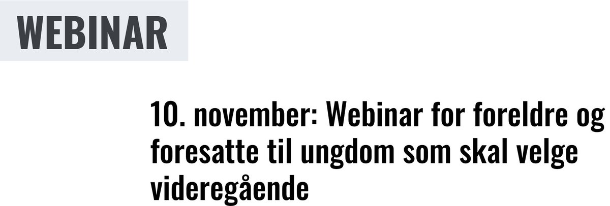 Hei, lærer! Har du elever i 10. klasse? Tips gjerne foreldre og foresatte som nå skal hjelpe sin ungdom i valg av videregående opplæring om dette webinaret i regi av Utdanning.no og Karriereveiledning.no: karriereveiledning.no/webinar