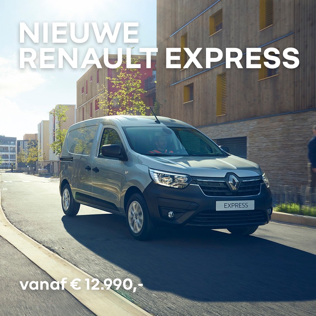 Stap vandaag nog in de breed inzetbare nieuwe Renault Express. En ontdek morgen al het gemak van de ruime laadruimte!

Direct beschikbaar vanaf € 12.990,-.
