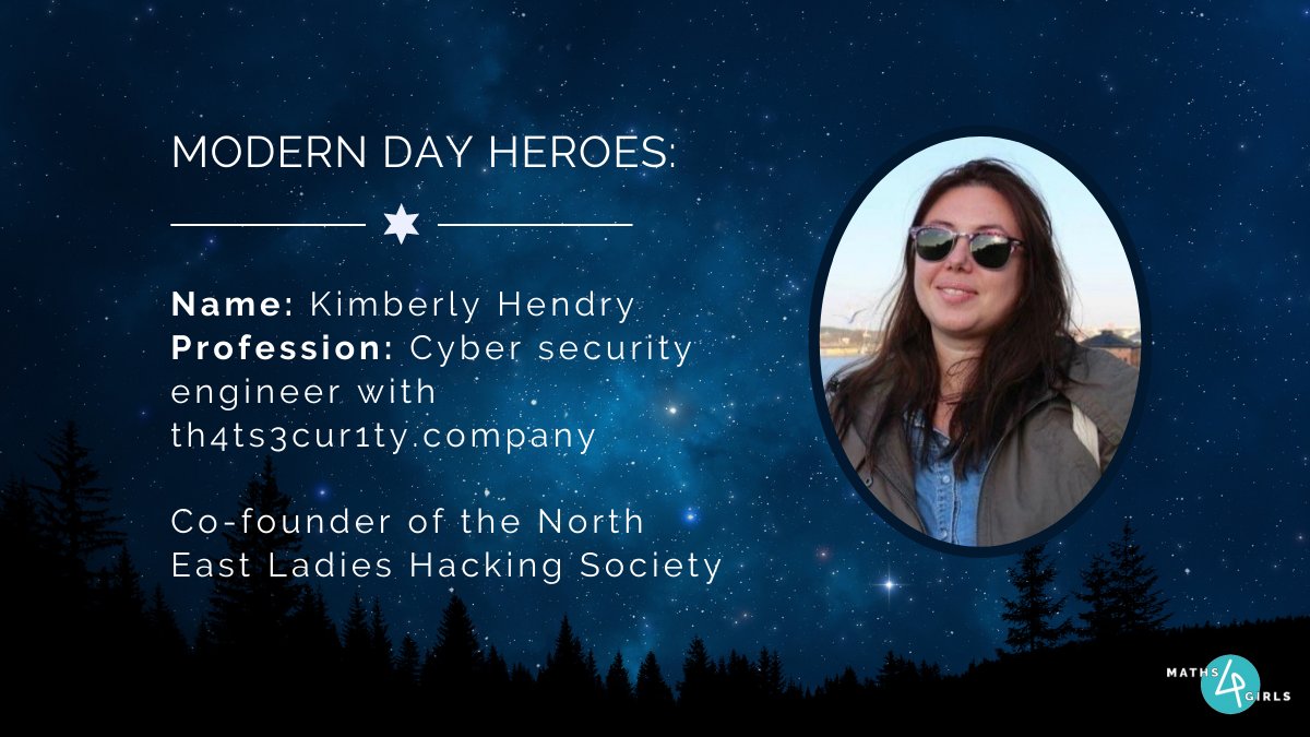maths4girlsuk's tweet photo. As part of our #M4GFocusmonth in #Computing, #Technology &amp; #Communications, we celebrate our #moderndayhero Kimberly Hendry @th4ts3cur1ty 🙌🌠
Read the blog piece here: https://t.co/aTe6IE8Pgm

#CyberSecurity #Maths #careersinmath #SIEM #WomenWhoCode #WomenInSTEM #womenintech https://t.co/6DWd0Ccgl7