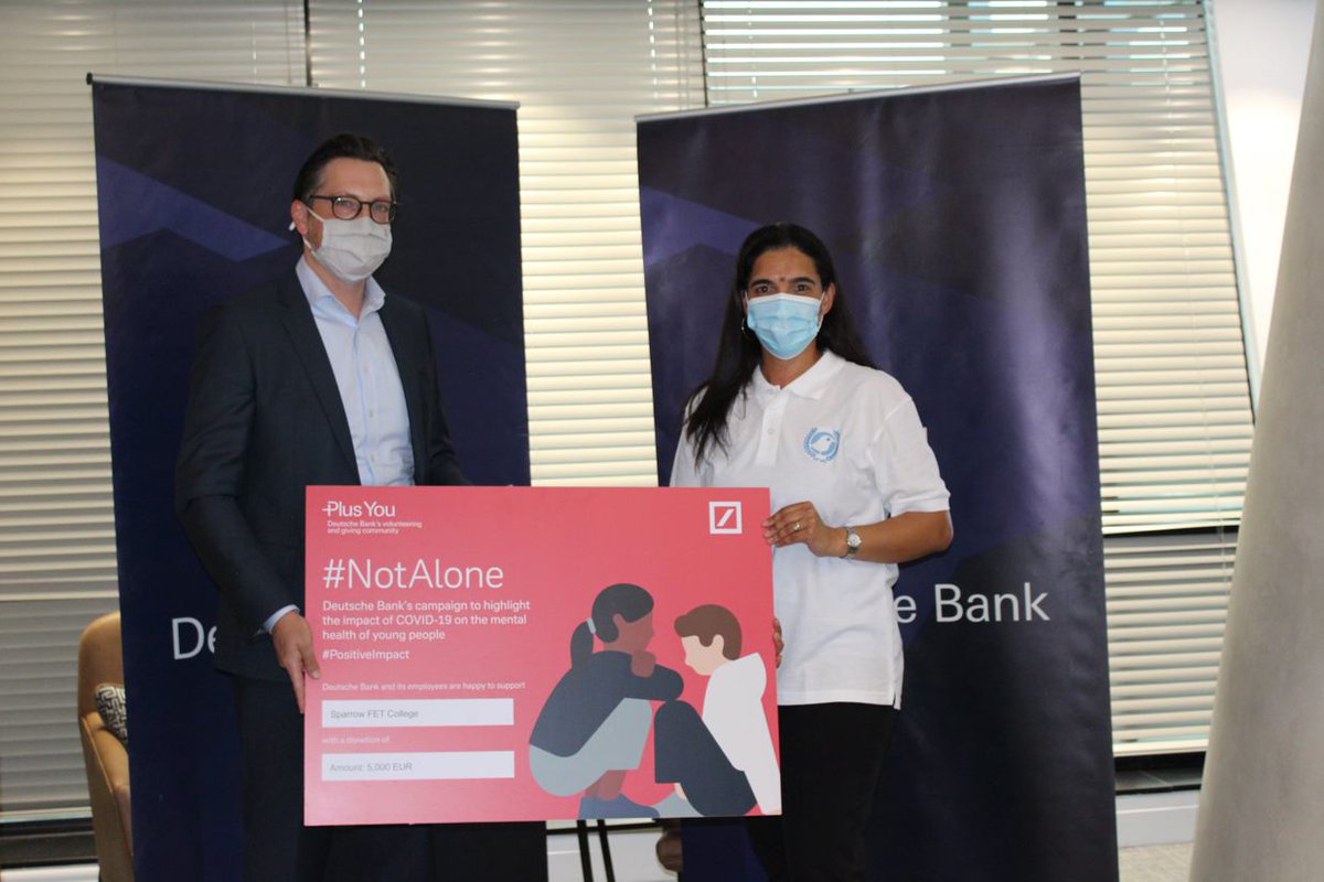 SparrowFET's tweet photo. We are delighted to be amongst the beneficiaries of @dbCitizenship #NotAlone Campaign. More than 975 million steps were taken worldwide as part of this global campaign, which focuses on youth mental health. This  contribution will assist us in providing support to our students https://t.co/hayvWFuM9f