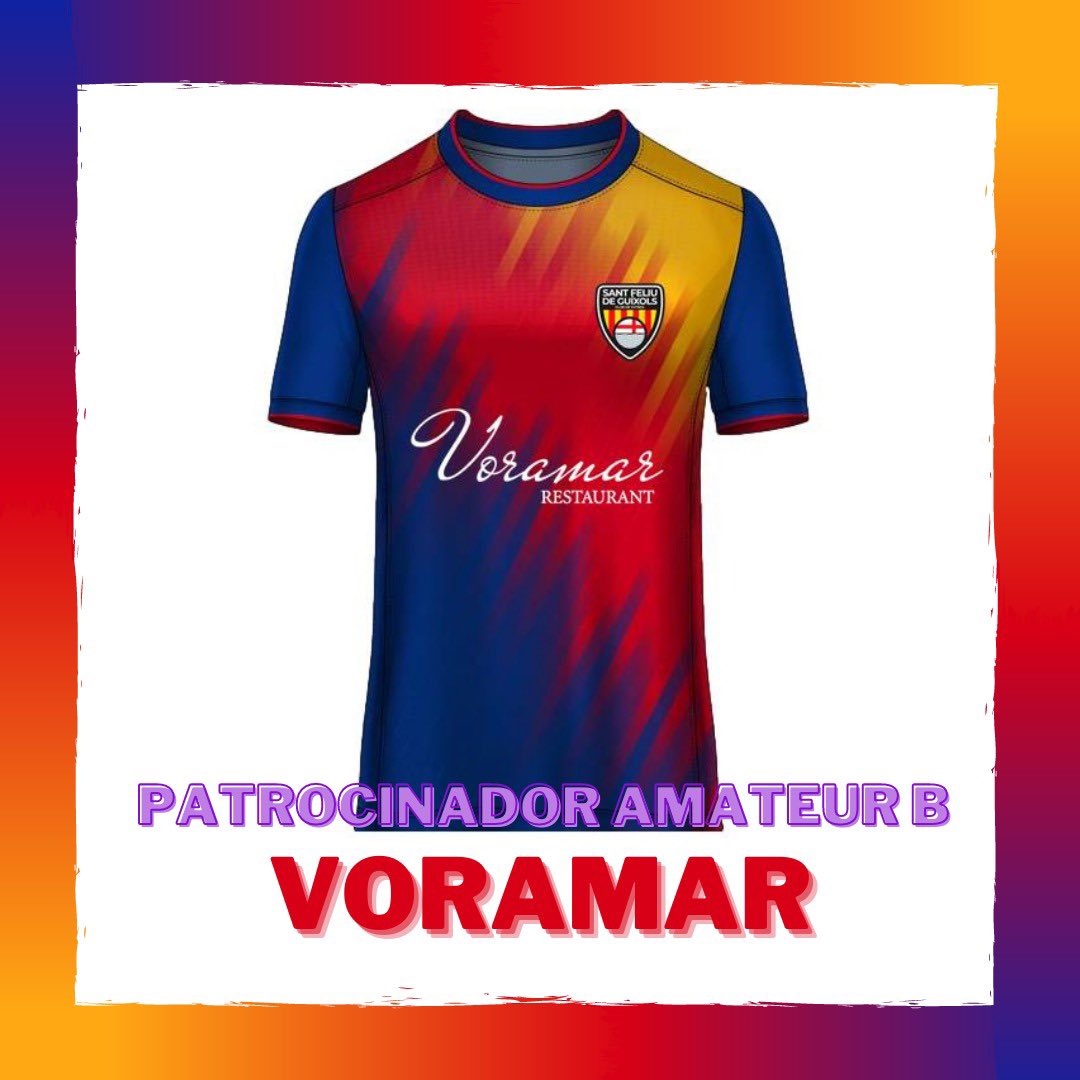 cfsfeliuguixols's tweet photo. I seguim amb més patrocinadors!! L’Amateur “B” lluirà el logo del Restaurant Voramar a la seva samarreta! Molt contents de comptar amb vosaltres!!! 
#cfsfg #launióensfamésforts #futbolgironí https://t.co/l7bqYAvDyt