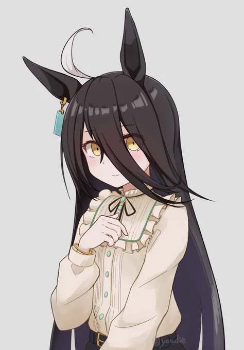 マンハッタンカフェの私服がかわいかったので描いた そしてついうっかり足した ガチャはまだ引けない