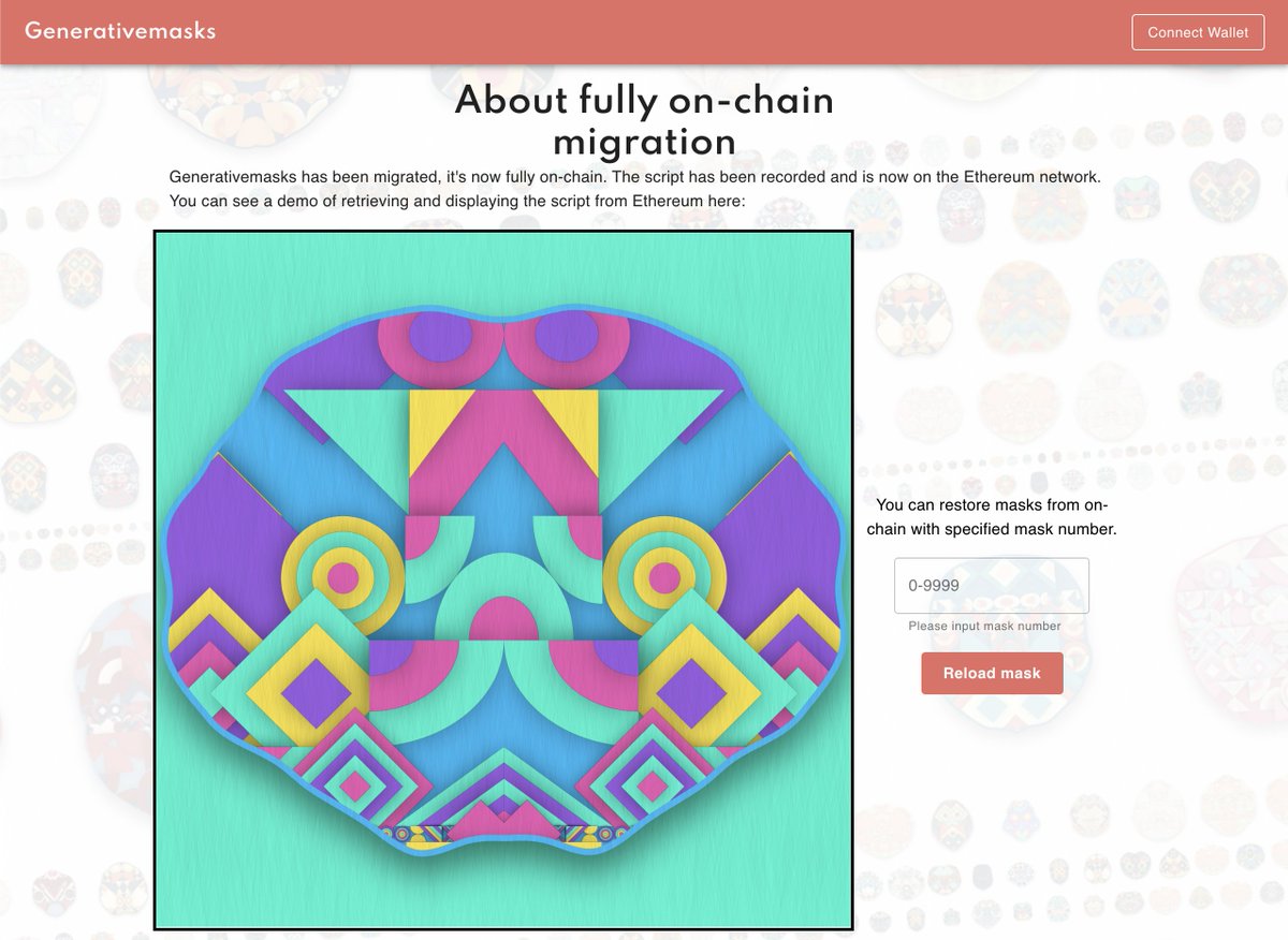 generativemasks's tweet photo. ✨🎉On-chain Celebration Giveaway🎉✨
We're giving away 5 Generativemasks for celebrating our on-chain support in 24 hrs!⏰🎊

To win:
1⃣QRT this post
2⃣Put an on-chain image you get from our webpage with the QRT
3⃣Add a Hashtag #masksonchain

Webpage: https://t.co/0NNPN9oK0K https://t.co/6hnKZEb7qw