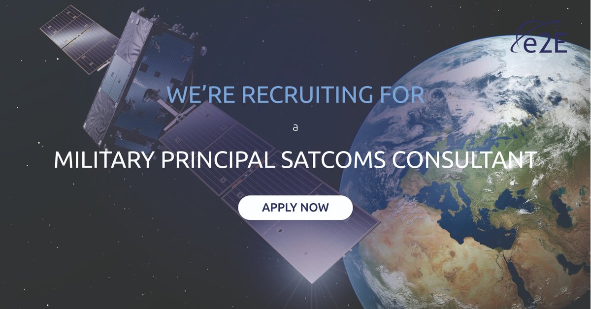 Join our growing team!

We are actively recruiting for a Military Principal SatComs Consultant.

For more information visit our careers page - e2egroup.co.uk/vacancies/