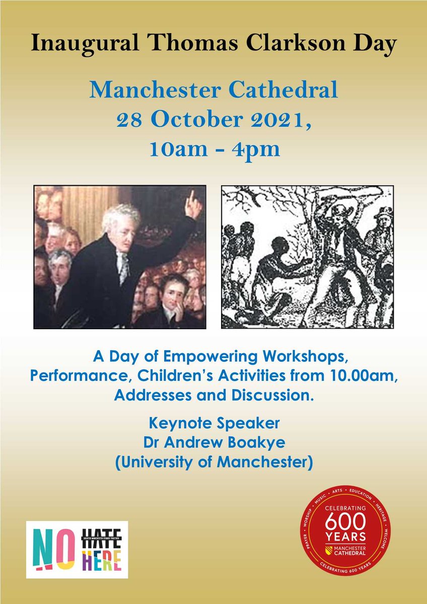 ManCathedral's tweet photo. Last few days to register at The Inauguration of Clarkson Day on Thursday 28 October 10am @ManCathedral. 
https://t.co/Lzb2eZVxRC 
FREE event, FREE lunch and Children's activities from 10am https://t.co/BI0xg1gSI7