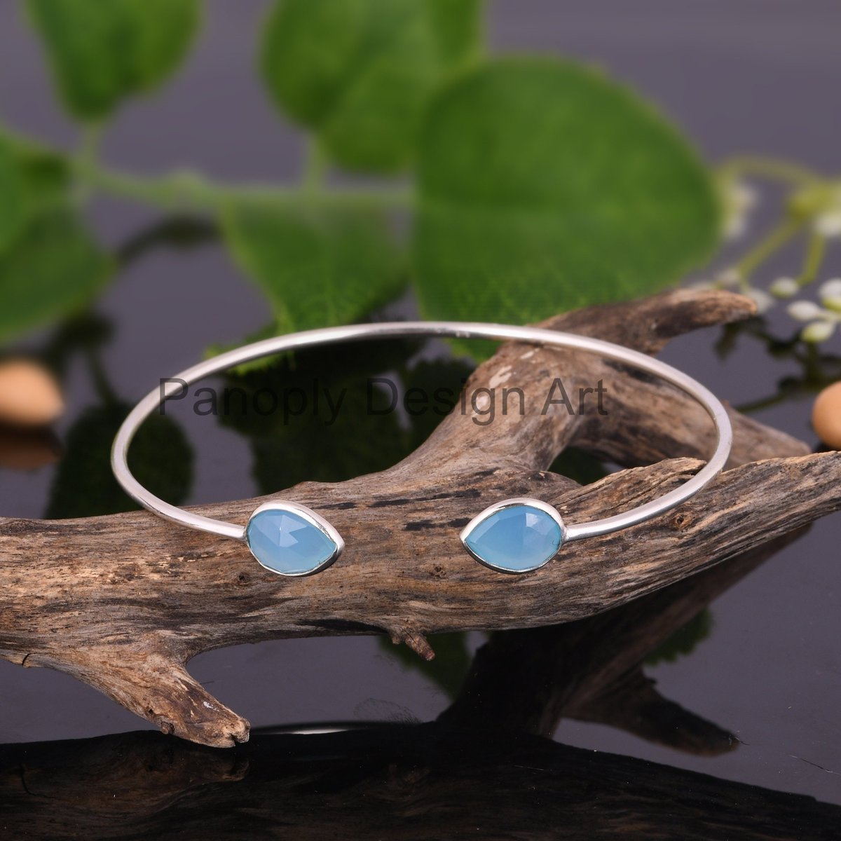 PanoplySilver's tweet photo. Dainty Blue Chalcedony Semi Precious Gemstone Sterling Silver Cuff Adjustable Bracelet, Handmade Bangle, Birthday Gift Box https://t.co/J82EivqITG