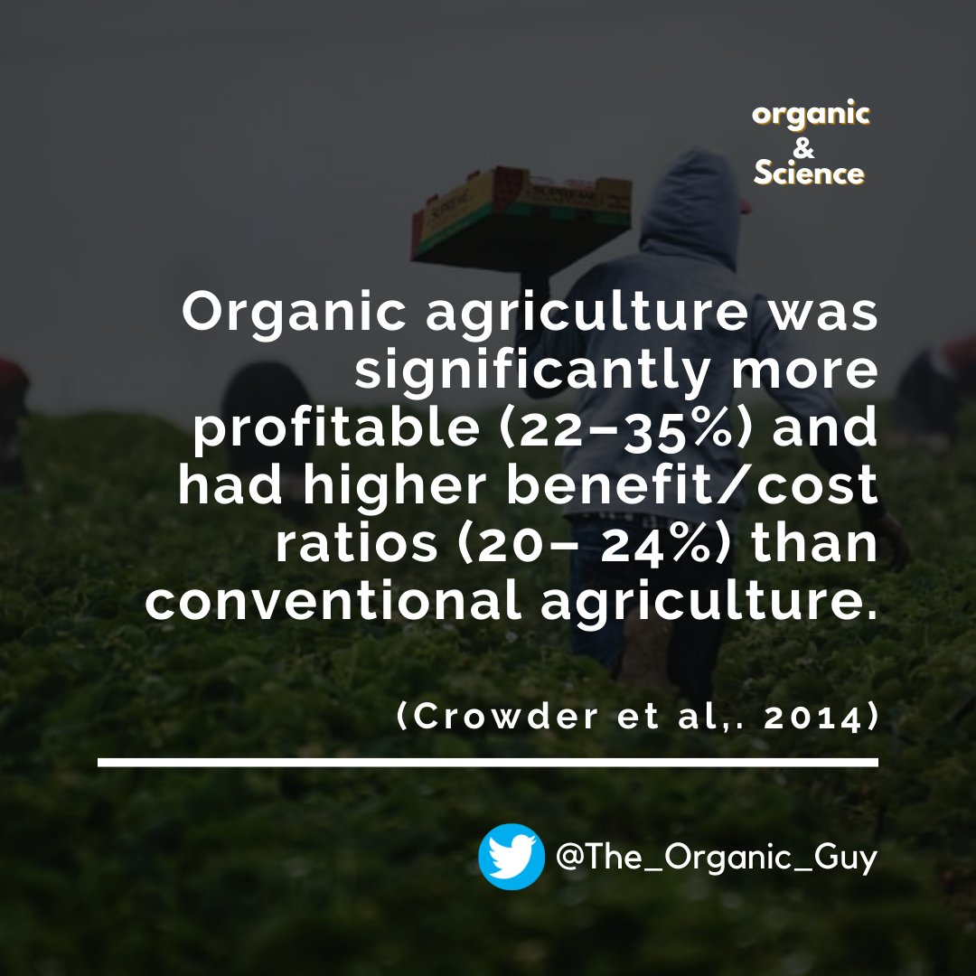 The_Organic_Guy's tweet photo. In this week's #OrganicAndScience The Science tells us that #organic is significantly more profitable (22–35%) and has higher benefit/cost ratios (20–24%) than conventional agriculture at a global scale.
_
#tTheOrganicGuy #OrganicFarming #science https://t.co/ciLjVnFeOr
