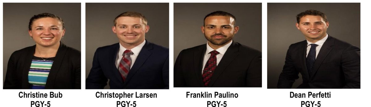 Good morning #ERAS #match2022 #Orthomatch2022 #Eras2022 #Medtwitter #Orthotwitter !! Over the next few weeks we will have virtual meet and greets, so feel free to reach out!

This week, our fearless chiefs:
Christine Bub
Christopher Larsen
Franklin Paulino 
Dean Perfetti