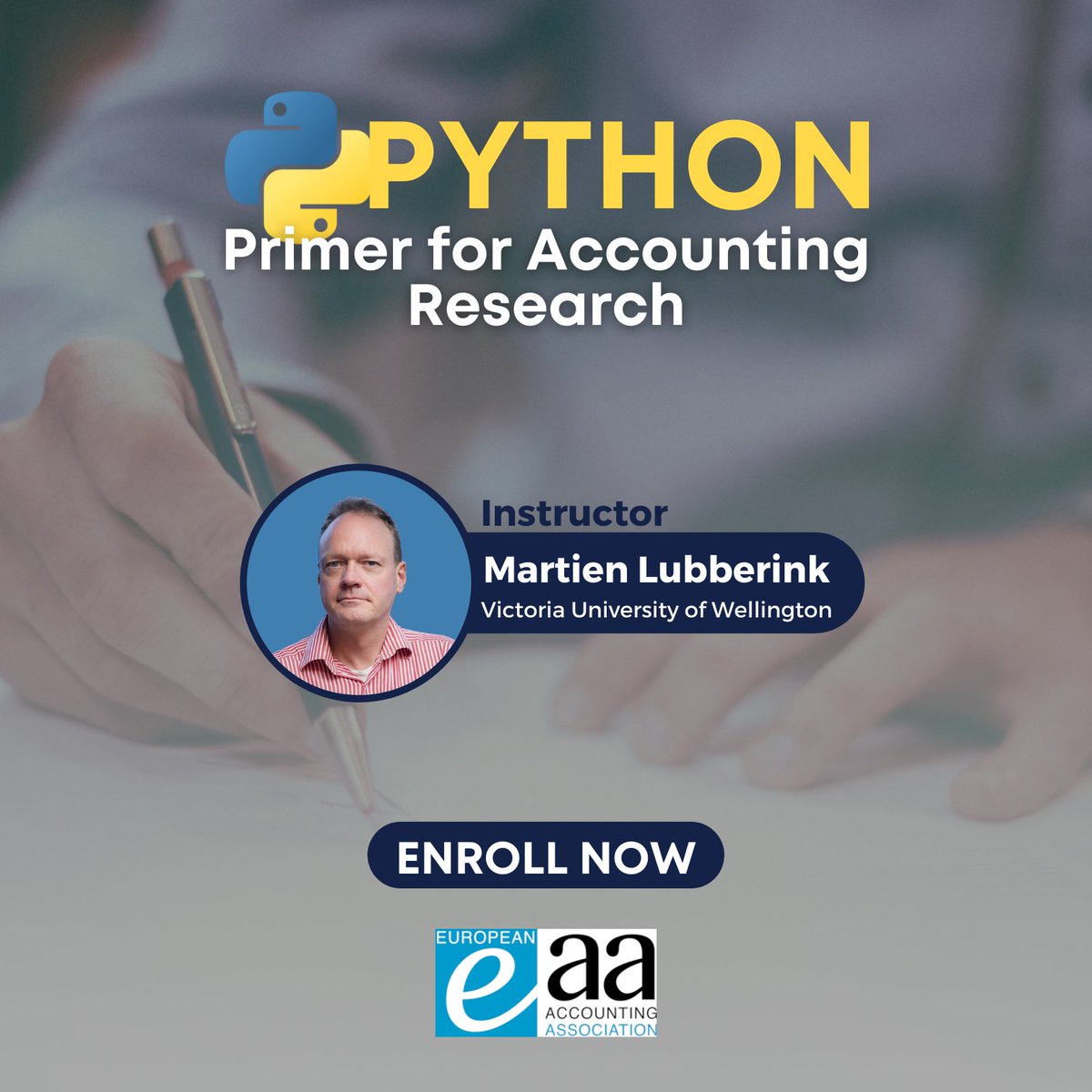 EAA - Python Primer for Accounting Research
Organizer: EAA Education Committee
Dates: December 7, 2021
Location: Online
More info: github.com/blucap/EEA_Pyt…