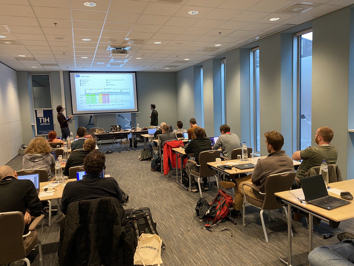 antriksh_s's tweet photo. Our #automotive #security #training has a lot of cool stuff to break and secure this #hardwear_io by @we155_n @epozzobon … on day3 we have a surprise aswell ! https://t.co/7L8SnRlUEz