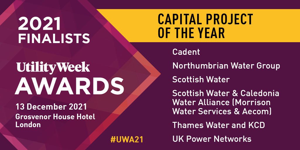 📢 It's a pleasure to announce the #UWAwards21 shortlist for Capital project of the year category: Good luck @CadentGasLtd, @NorthumbrianH2O, @scottish_water, Caledonia Water Alliance (@morrison_water & @AECOM), @thameswater & KCD (@clancy_group @kiergroup), @UKPowerNetworks 👏