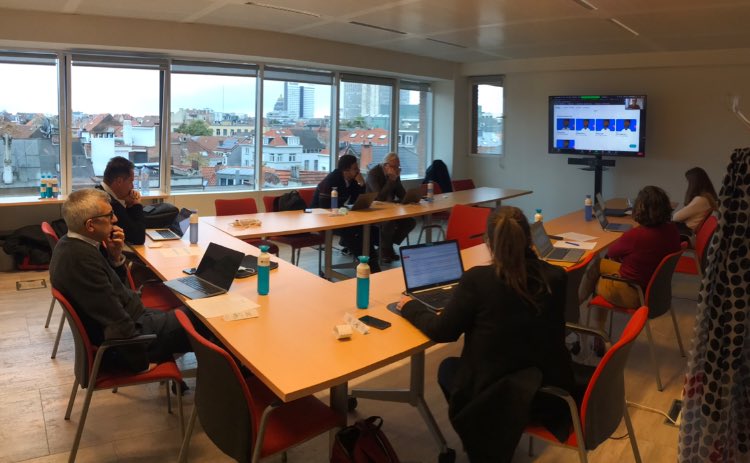 YERUN_EU's tweet photo. 📍Great to meet with partners to #EDUSC @EUErasmusPlus KA2 project today in Brussels! YERUN, @unitorvergata @uc3m @KironEducation & Confia Int. working together to implement #European #Digital #University #Staff #Competences 💻🇪🇺 https://t.co/AKZcHBekp1