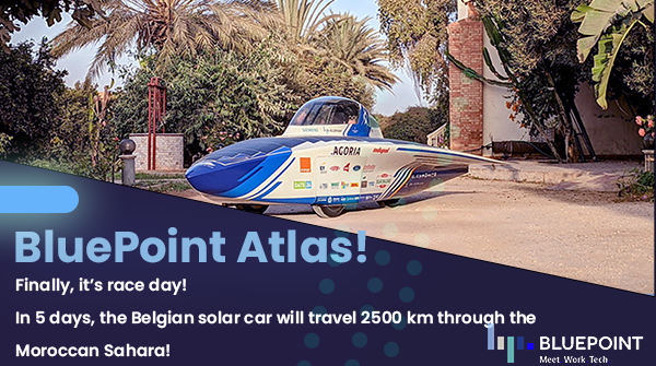 bluepointvenues's tweet photo. 🟦 it's racing day for the 𝗕𝗹𝘂𝗲𝗣𝗼𝗶𝗻𝘁 𝗔𝘁𝗹𝗮𝘀!
Today the @solarteam_be is at the start of the Solar Challenge Morocco. best of luck to you!
Who else is supporting this top team?
#SCM2021 @solarchallengemorocco #bluepointatlas #proudpartner #solarcarchallenge #race https://t.co/tVxhzGTQy7