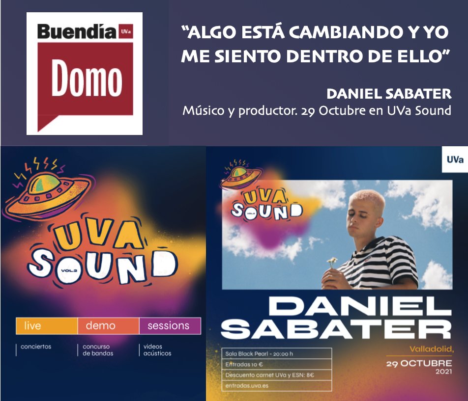centrobuendia's tweet photo. 👉Daniel Sabater actuará en el #UVaSound de la @UVa_es este viernes 29 octubre.
🔗 Enlace a entrevista https://t.co/tqBYS8zmMI
👉Entrevista en Domo, el blog de https://t.co/vGoxI2xXEI
🔗Entradas: https://t.co/X4eynKDxT3  @helsinkipro 
Y próximamente en podcast.@RobertoTerne https://t.co/AOSlgsXFHz