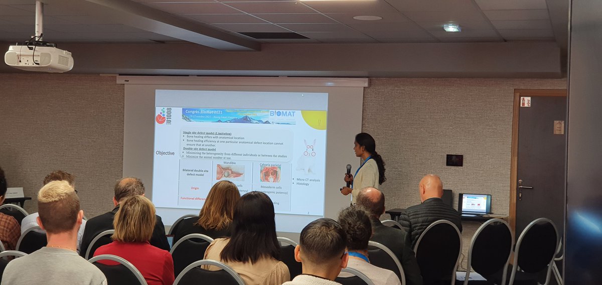 bone_bio's tweet photo. UDSL presented last week for the BONE project at the Congres 2021 de l'assocation Francaise pour le development des biomateriaux:
 “Bilateral double site (calvaria and mandibular) critical size bone defect model in rabbit for evaluation of craniofacial tissue regeneration” https://t.co/5dvpeONo3p