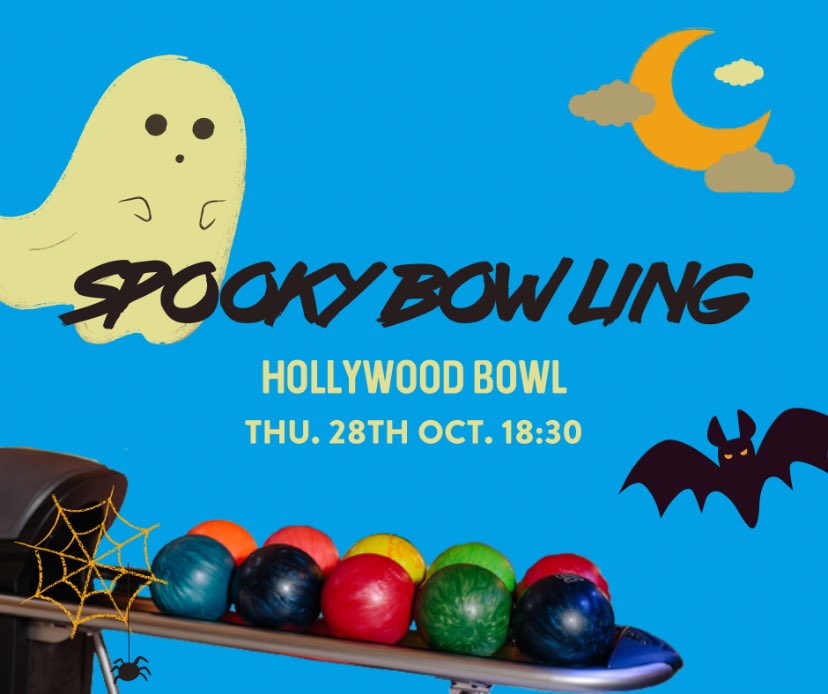 This week we're holding our Halloween event for the year at Hollywood Bowl! We'll meet you there at 18:15 in our best spooky costumes for a drink and a game of bowling for only £10, plus a chance to win some halloween prizes! Tickets available now from uea.su/events/8135/17….