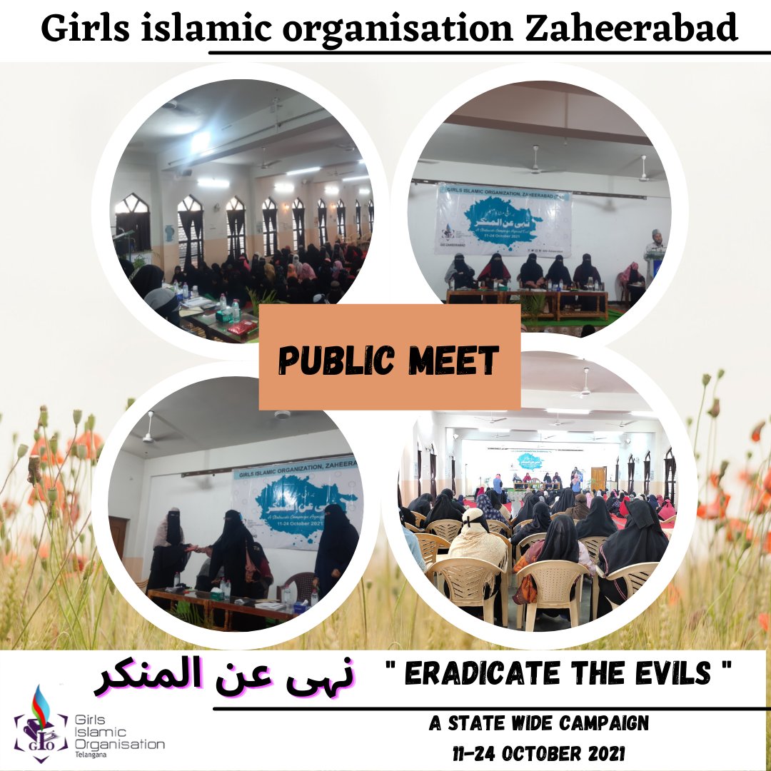 JuveriyaTahseen's tweet photo. Assalamualekum wr wb 

Alhamdulillah,we conclude our campaign here with a PUBLIC MEET

#BuraiMitao 
#PubicMeet 
#PrizeDistribution
#Tarana
#CertificateDistrbution
#EradicateTheEvil
#StateWideCampaign 
#11to24October2021
#GIOZaheerabad 
#GIOTelangana https://t.co/gHAobYxAiR