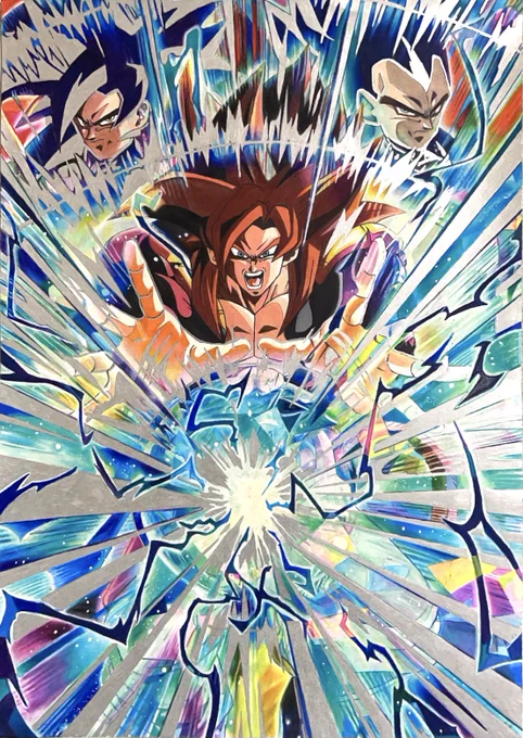 ビックバンかめはめ波!!!!
ゴジータ4完成しました!!
#模写 #ドラゴンボールGT #SDBH11周年  #コピック #色鉛筆 
