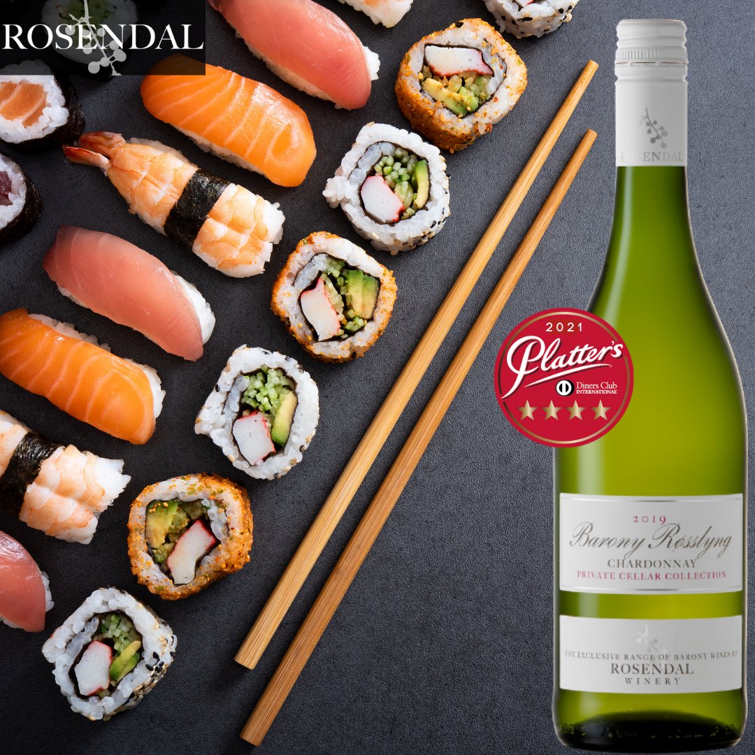 ☀️😁 Are you ready for summer? Our unwooded Barony RØSSLYNG Chardonnay is the perfect summer wine and a great wine to pair with a range of different summer dishes!🍣

 👉 You can get 6 of these 4-star winners for only R912 with our exclusive case deals!  
rosendalwines.com/collections/sp…