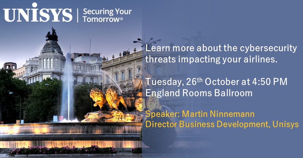 Unisys_Travel's tweet photo. Learn how multi-layer cyber #security solutions, or defense in depth, is critical for protecting your #airline from cyber attacks. Join us at the @IATA Digital, Data and Retailing Symposium to learn more. https://t.co/jJqPEwUC9S

#IATADDRS https://t.co/95z16g1TzJ