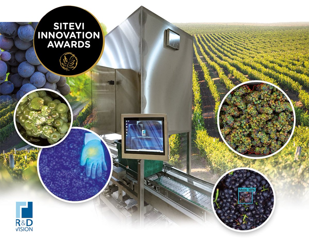 <a href="/RnDVision/">RDvision</a> ravis d’être nominés au concours SITEVI INNOVATIONS AWARDS pour notre machine ITRIA développée pour le contrôle qualité et le tri optique des caisses de raisins
Rendez-vous au <a href="/sitevi/">SITEVI</a> avec <a href="/Inno_vin/">🍇INNO'VIN🍷</a> stand A2B037 
rd-vision.com/articles/r-d-v…
#3D #IA #multispectral
@VINSEO1