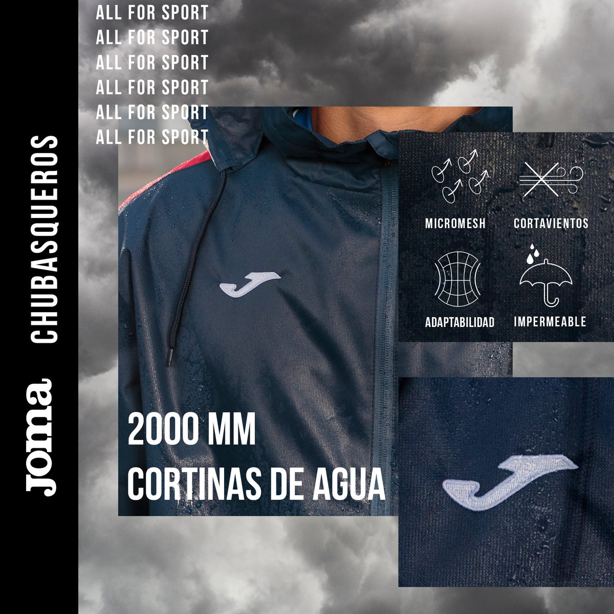 sumdeportivoscc's tweet photo. A un DEPORTISTA DE VERDAD no lo para ni la lluvia. 🌧️⛈️🌧️

Descubre los chubasqueros de la marca Joma en nuestra web, cuentan con las mejores características y son testeados simulando distintos entornos climatológicos 💦

🌐 https://t.co/BTI0B1lsXM https://t.co/Jt1mp36f68