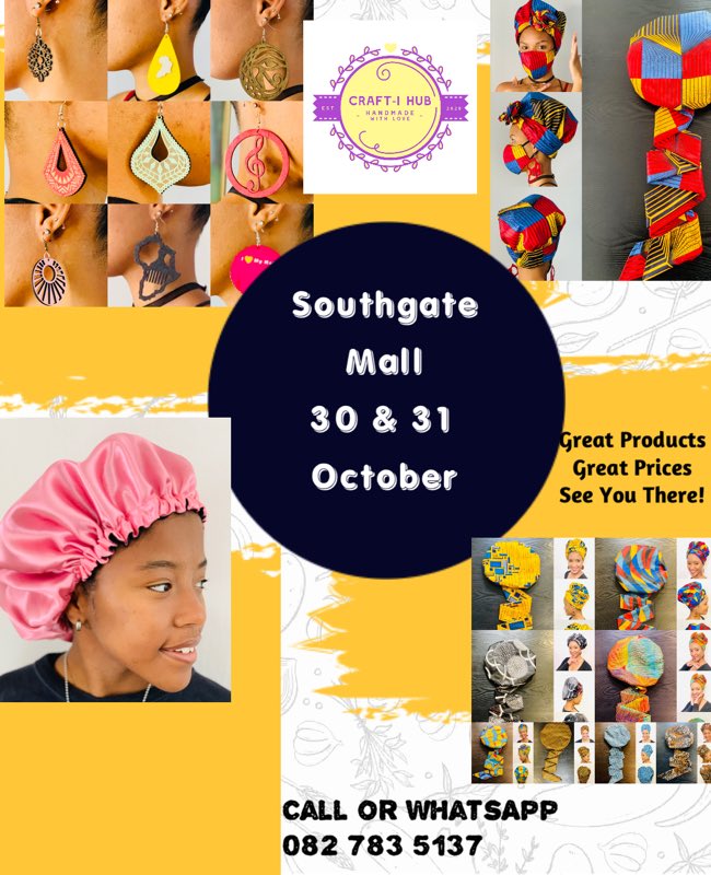 TheCraftIHub_SA's tweet photo. JOHANNESBURG ARE YOU READY?

Make your way to the Southgate’s Lifestyle Market @ Southgate Mall on the 30-31 October 2021 from 10 - 5pm. 

Visit our POP UP Store for great products and fantastic savings! 🛍🛍

Pre-Orders are welcomed. 

WhatsApp us on 0827835137 for more info. https://t.co/IG1tGmNXH1