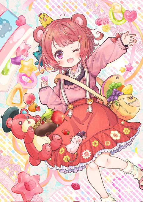 🍒🍎🍑🍓🧸
  🍊🍐🍇🍋
#イラスト 
