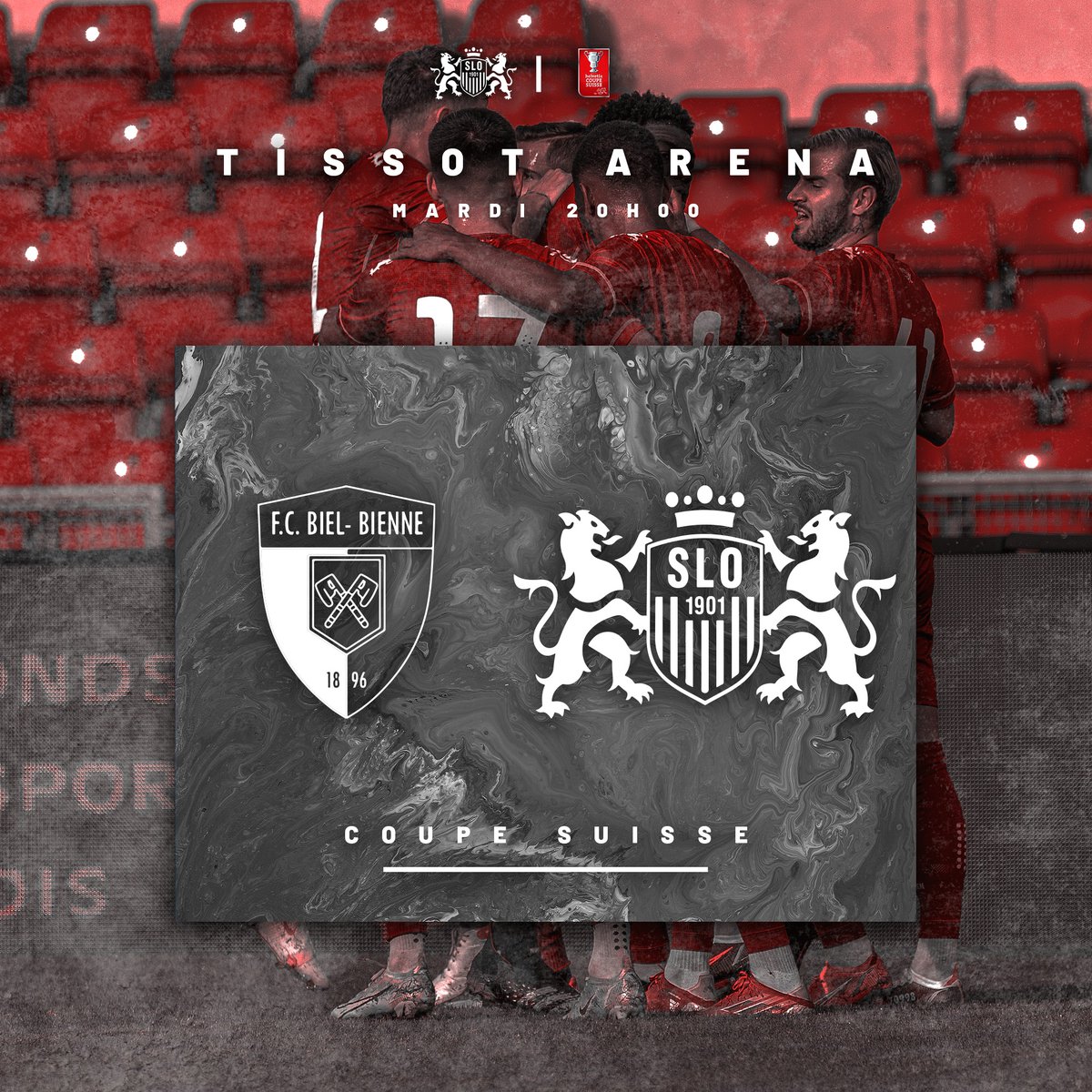 FC_SLO's tweet photo. โก๏ธ ๐๐ง๐ค๐๐๐๐๐ฃ ๐ข๐๐ฉ๐๐
Place ร la Coupe ! Le SLO est en mesure de jouer la rencontre de demain, comptant pour les 8e de finale de la Coupe Suisse, face au FC Bienne.
Rendez-vous demain ร 20h00 ร la Tissot Arena ๐ดโช
#AllezSLO ๐ฆ #BIESLO https://t.co/M5K0uwoVd7