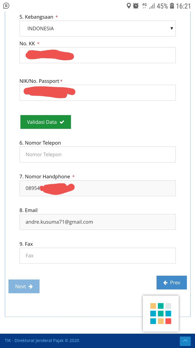 andrekusuma71's tweet photo. @kring_pajak min saya mau bikin npwp online, tapi ini abis klik validasi data gini mulu tampilannya, ga ada perubahan. Gmn ya? https://t.co/u7ObUJAHbb