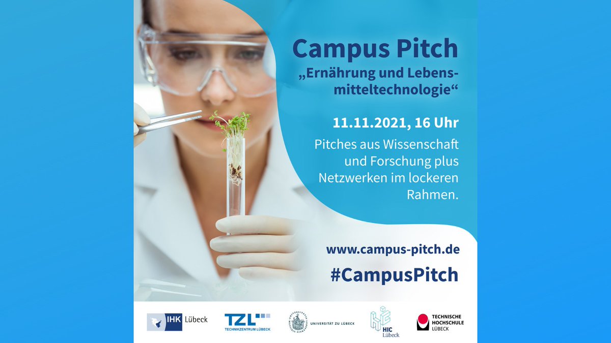 Ihr wollt wissen, welche Trends es im Bereich #Ernährung und #Lebensmitteltechnologie gibt? Beim CAMPUS PITCH mit Wissenschaftlern und StartUps wird euer Wissensdurst gestillt! Seid dabei am Do 11.11.2021, 16-18 Uhr im TZL. Anmeldung unter bit.ly/3jznL1n