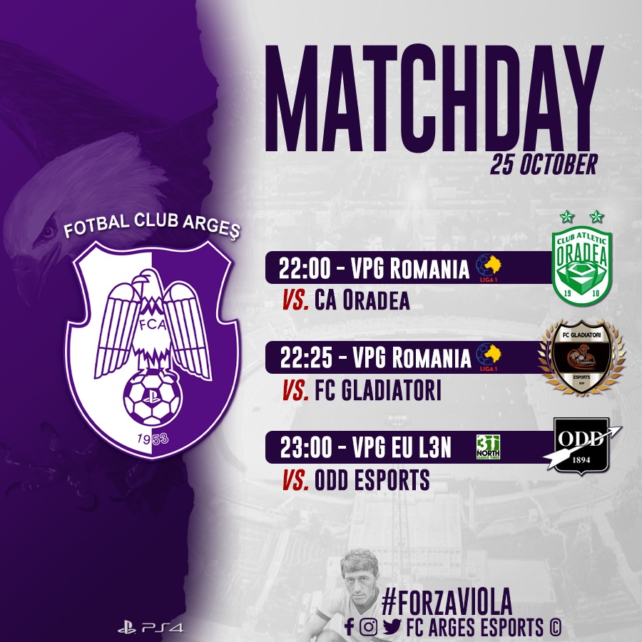 📢 It's time to say START to the first season of FIFA 22! ⚽ We start the week strong, the debut of the eagles, being against CA Oradea and FC Gladiatori, in VPG Romania 🇷🇴
The evening ends with the first match in <a href="/VPGEurope/">Virtual Pro Gaming | Europe</a> against @Oddesport #forzaviola <a href="/OfficialVPG/">Virtual Pro Gaming</a>