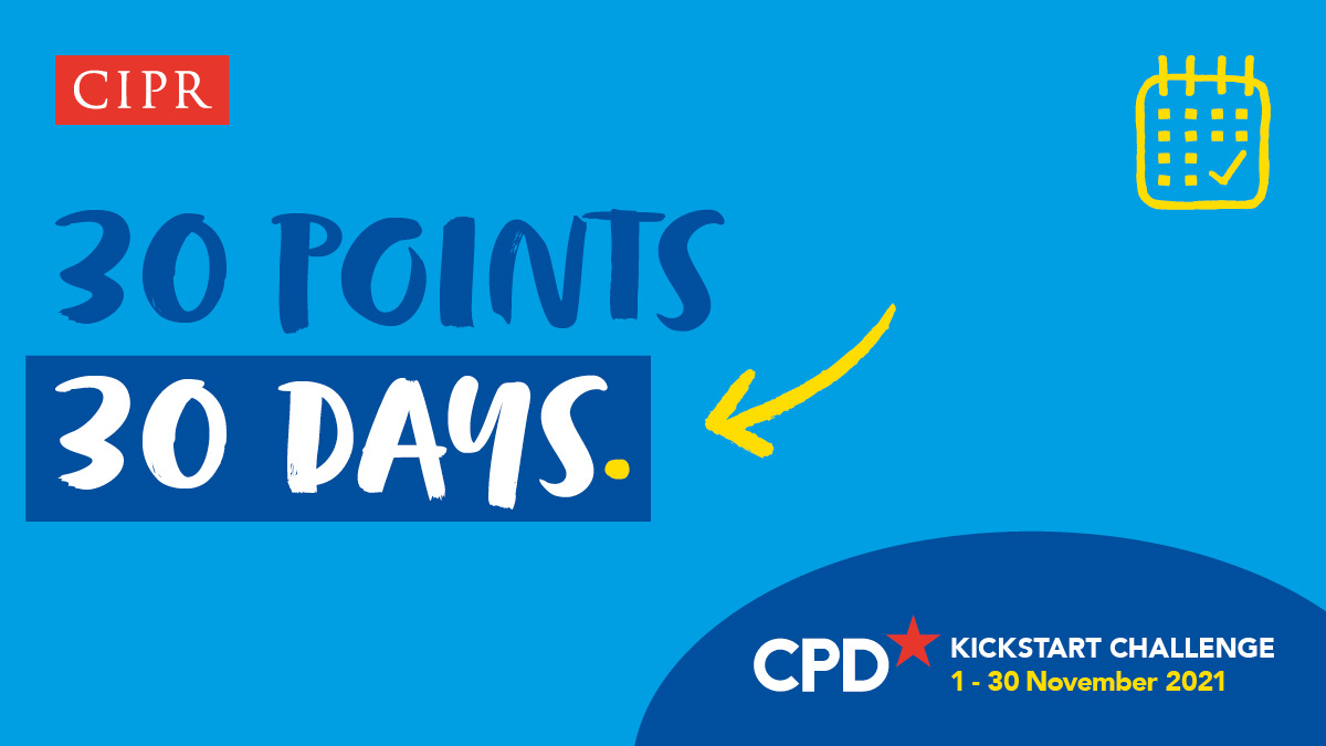 CIPR_Global's tweet photo. Is it time you got your CIPR CPD started?
Find one hour a week for your professional development this November with our CPD Kickstart Challenge. We’ll help you fit CPD into your busy schedule.
Find out more and sign up here: https://t.co/FmzNGAIr3g
#InvestinCPD https://t.co/wZGlDhFFsR