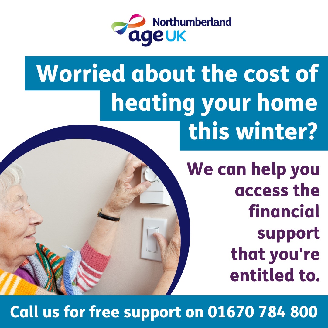 AgeUKNorthumber's tweet photo. If you're aged 65 or over, we can help you to access the financial support your entitled to in order to heat your home.
To find out more call us or visit our website https://t.co/8r6WeGino9
#warmhomes #winterbills #heatingbills #northumberland #ageuk https://t.co/JYnR6C6Dj7