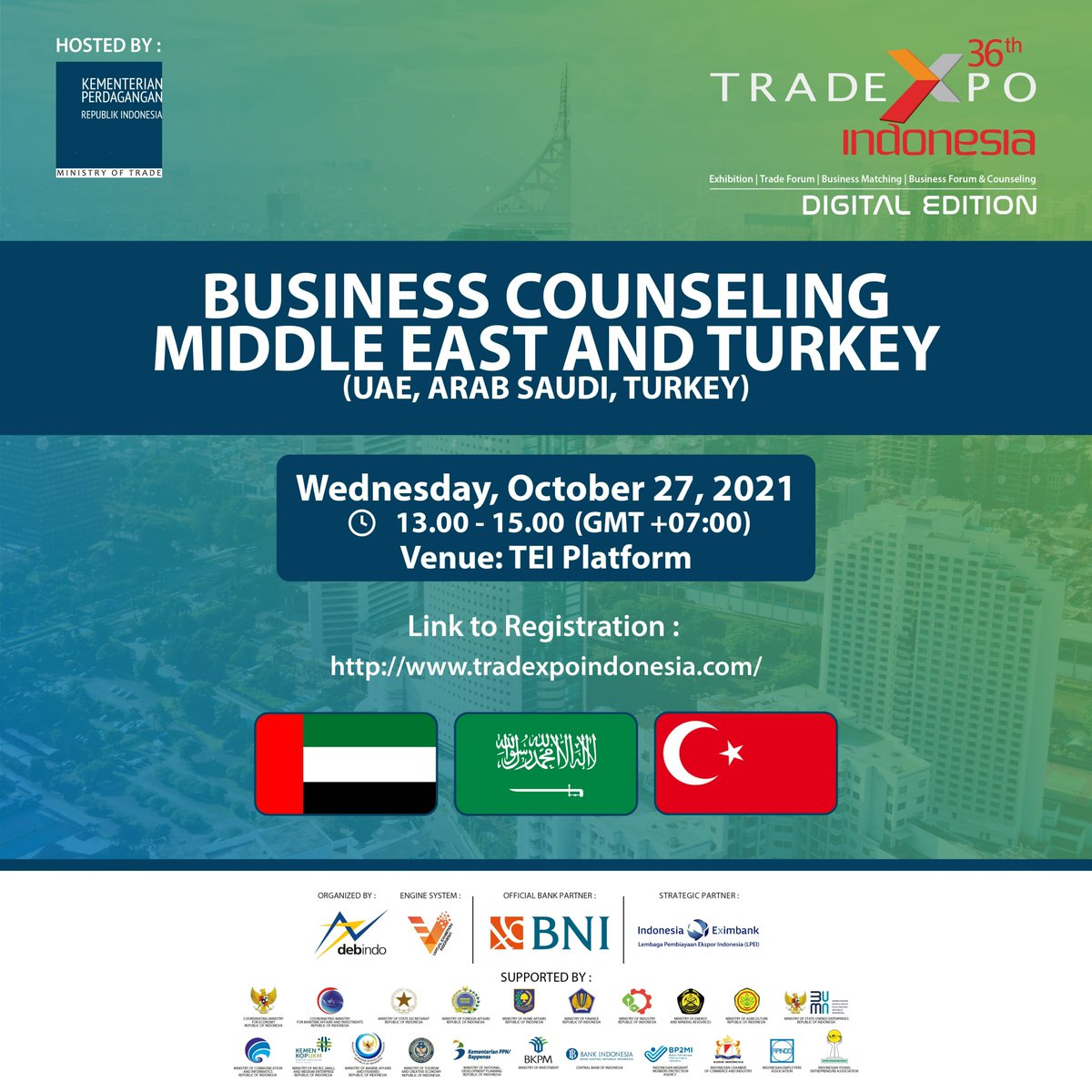 ItpcJeddah's tweet photo. Join our Zoom meeting about Business Counseling Middle East 
Saudi Arabia Flag of Saudi Arabia on Oct 27 from 9:00 AM to 11:00 AM KSA time

https://t.co/ClNjzHYzWE

#TradeExpoIndonesia #KSA #trade #Business #B2B
#أعمال #السعودية #تجارة #إستيراد https://t.co/n1JecP3FJB